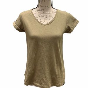 J.Jill Caraway Green Cotton Slub Rolled Sleeve Tee size Petite XS